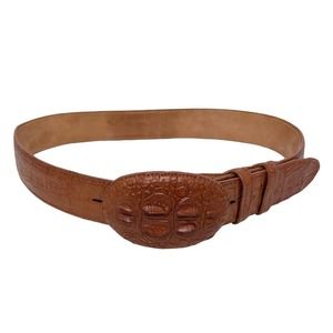 Vintage Embossed Alligator Leather Belt El General